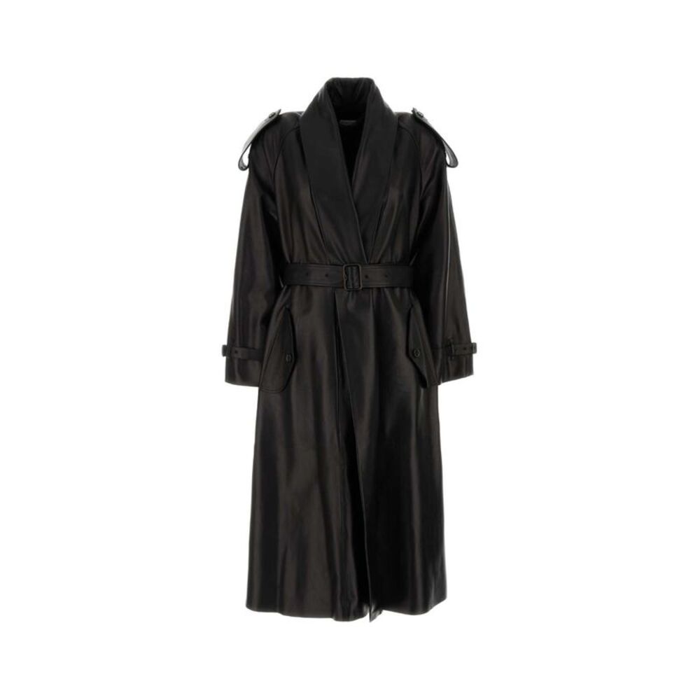 Burberry Women Black Leather Lemlair Coat
